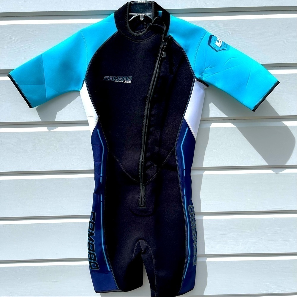 Men’s Short Sleeve Swim Rash Guard - Turquoise/Black